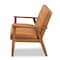 Baxton Studio Sorrento Mid-Century Modern Tan Faux Leather and Walnut Brown Finished Wood Loveseat 175-10978-Zoro - alternate 9